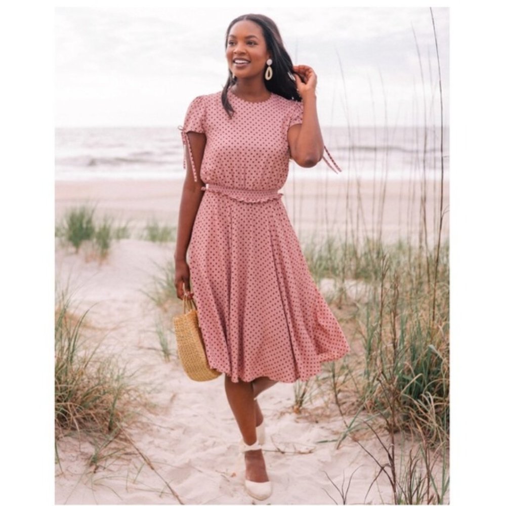 Gal Meets Glam Corinne Polka Dot Midi Dress